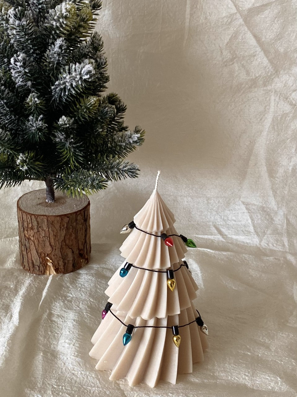 kaars kerstboom beige verlichting