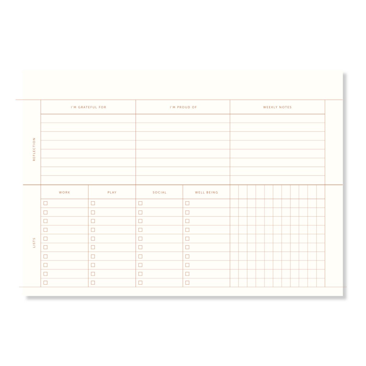 Linnen Beige Deskplanner binnenzijde