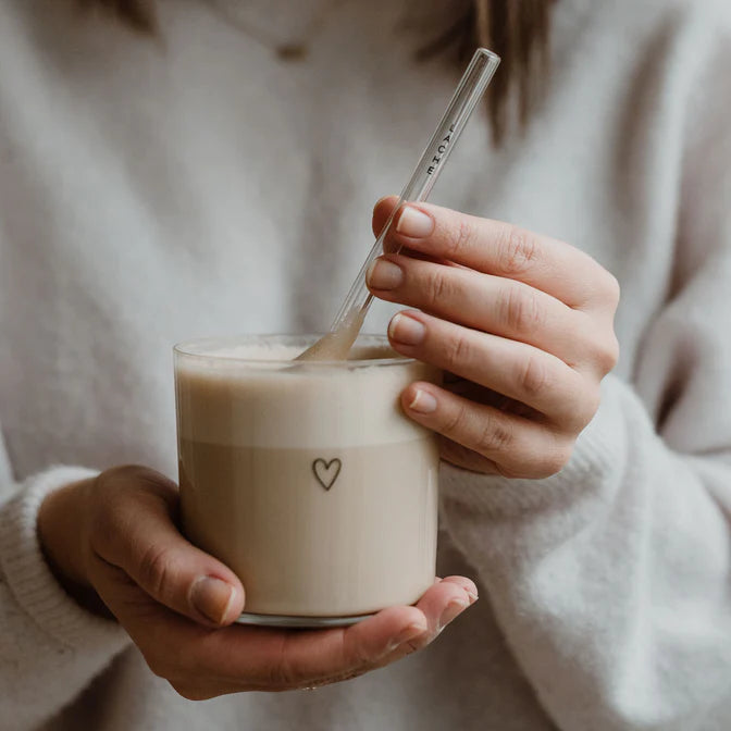 Glas Eulenschnitt witte opdruk hartje gebruikt als koffieglas