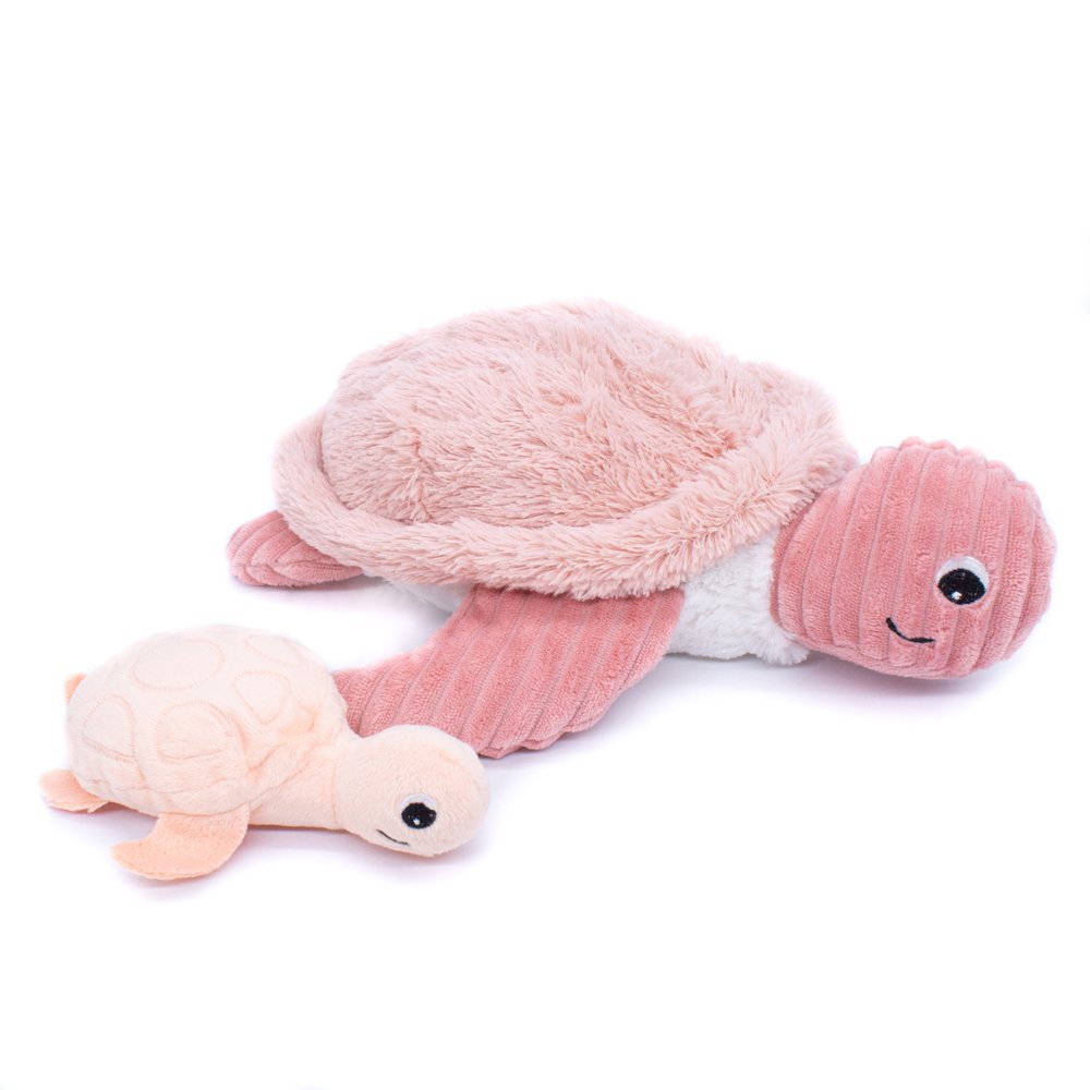 Knuffel schildpad mama baby roze 1